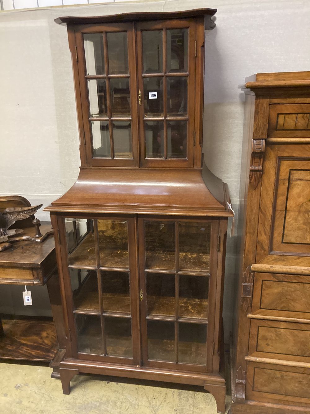 A late Edwardian mahogany china display cabinet, width 77cm depth 44cm height 170cm